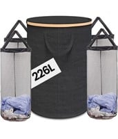 Extra-Large 226L Laundry Hamper: 4-Section Divided