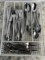 Stainless Steel Flatware in Caddy