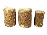 (3)Pc Wood Drum Set w/ Stretched Rawhide
