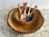 Bark Bowls & Enameled Brass Cheese Knives