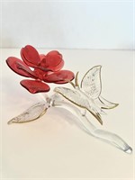 Glass Blown Butterfly on Red Flower