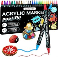 26 Colors Dual Tip Acrylic Paint Pens Markers