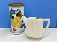 Made In Spain Watering Can Planter And Clay Wine