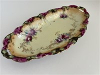 Antique Hand Painted Oval Serving Dish