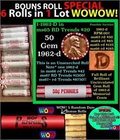 THIS AUCTION ONLY! BU Shotgun Lincoln 1c roll, 196