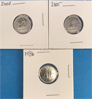 3x 10 Cents Uncirculated