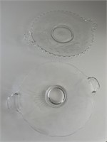 2 Small Vintage Glass Round Serving Plates