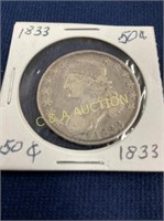 1833 50C SILVER CAPPED BUST