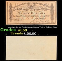 1864 6th Series Confederate States Thirty Dollars