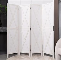 White 4 Panel Wood Room Divider