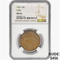 1936 York Half Dollar NGC MS64