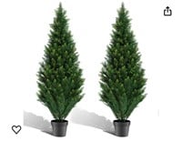 2 Pack 5ft Artificial Cedar Topiary Trees
