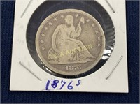 1876 SILVER 50C SEATED LIBERTY