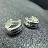 Sterling Silver Hinged Hoop Earrings