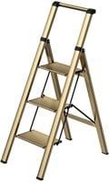 3 Step Ladder Folding Step Stool In champagne gold