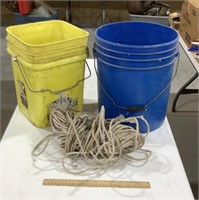2 buckets w/rope  unknown length