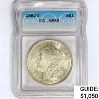 1882-O Morgan Silver Dollar ICG MS65