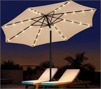 11 ft  Solar Led Patio Table Umbrella beige color