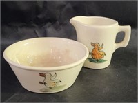 VTG Weller Ware Pottery Ducky Creamer & Bowl