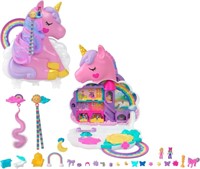 Polly Pocket 2-in-1 Travel Toy, Rainbow Unicorn