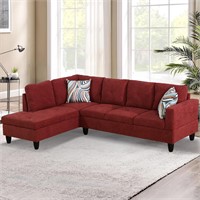 Luxurious Red 5-Seat L-Shaped Sectional Sofa Set