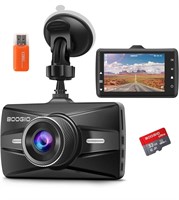 ($119) Dash Cam Front with 32G SD Card, BOOGIIO