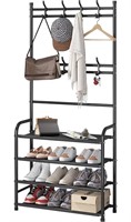 Black GLSY 4-Tier Entryway Coat Rack