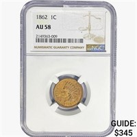 1862 Indian Head Cent NGC AU58