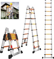 EvaStar 16.5ft Telescopic Ladder Silver/Orange