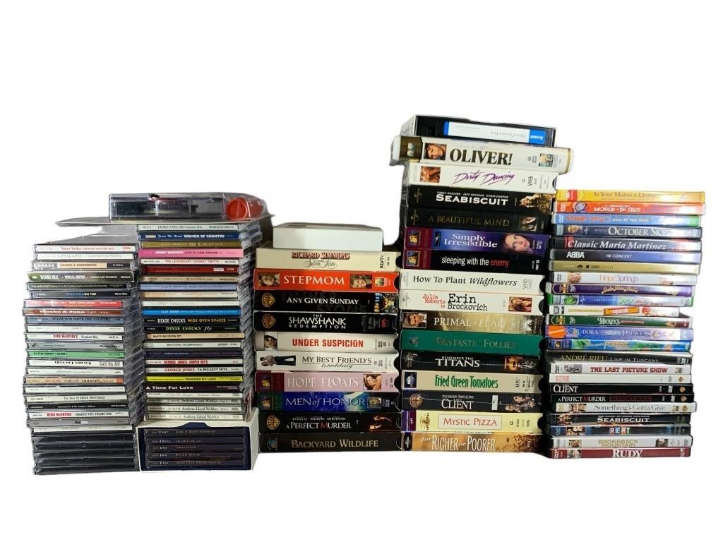 A Collection Of DVD’s, VHS & CD’s, All Untested