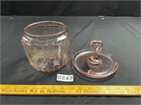 Pink Depression Glass Jar, Finger Tray*