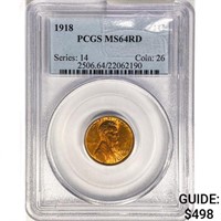 1918 Wheat Cent PCGS MS64 RD