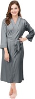 SIZE : L - GRAY - NY Threads Women's Robe Long