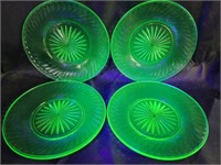 Uranium Glass Swirl Edge Dessert Plates