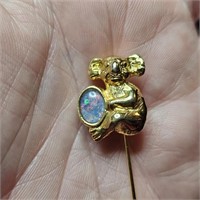 Koala Opal & Gold Tone Hat Pin