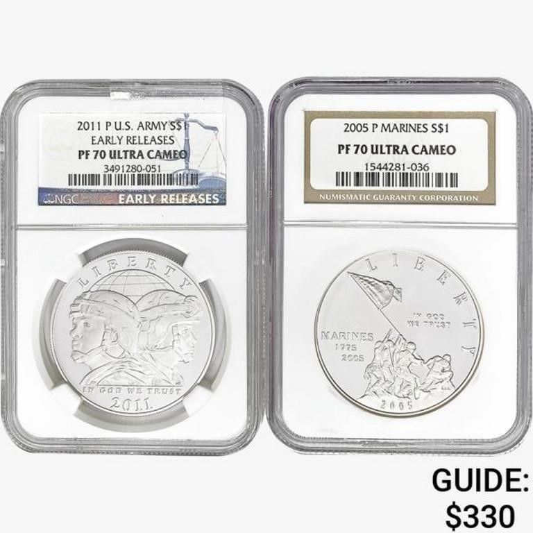 2005&2011 [2] US Varied Silver Coinage NGC PF70