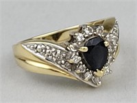 14K Gold, Sapphire & Diamond Ring.