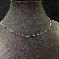 Sterling Silver Thin Chain Round Bead Necklace