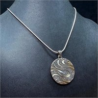 Sterling Silver Mother of Pearl Marcasite Pendant