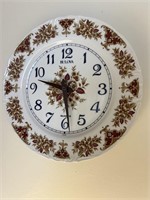 Bulova Floral Porcelain Wall Clock