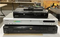 3 DVD players - Magnavox, Toshiba, Sony