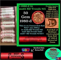 THIS AUCTION ONLY! BU Shotgun Lincoln 1c roll, 198