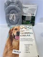 Lot of doggy recovery collars and suit