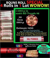 THIS AUCTION ONLY! BU Shotgun Lincoln 1c roll, 199