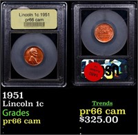 Proof 1951 Lincoln Cent 1c Graded GEM+ Proof Cameo