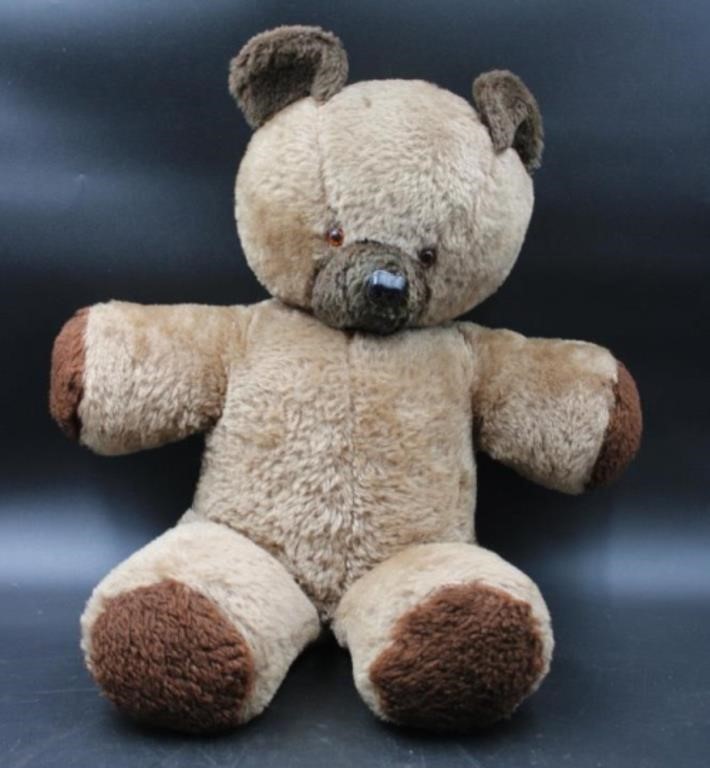 ANTIQUE 18" STRAW STUFFED HEAD STUFFED TEDDY BEAR