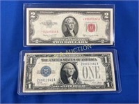 1953B $2 RED SEAL/1928A SILVER CERTIFICATE