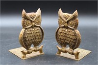 PAIR OF BRASS OWL BOOKENDS