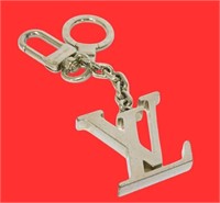 Louis Vuitton silver Porto initials keychain