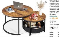 WLIVE Coffee Table Set of 2,Round Nesting Table